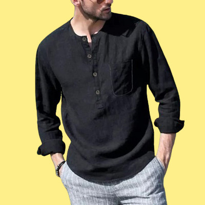 ZAKOD Men Solid Straight Kurta(Black)