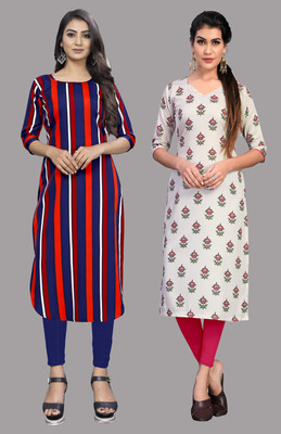 maruti fab Women Printed A-line Kurta(Dark Blue)