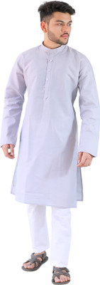 YOUTH ROBE Men Solid A-line Kurta(Grey)