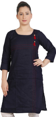 FCK-3 Women Embroidered A-line Kurta(Blue)