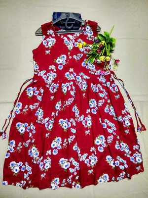 HK CREATION Women Printed Flared Kurta(Maroon)
