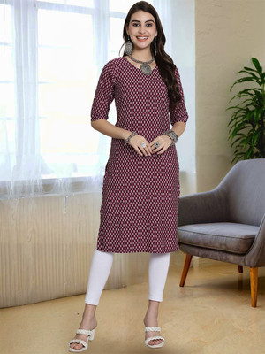 Moda Rapido Women Printed A-line Kurta(Purple)