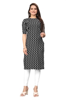 VEERPAL CREATION Women Striped A-line Kurta(Black)