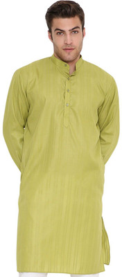 MAHARAJA Men Self Design Straight Kurta(Green)