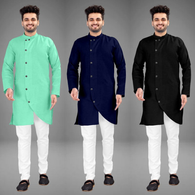 DIAMOND CLUSTER Men Self Design Trail Cut Kurta(Multicolor)