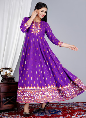 VKASHFAB Women Printed Anarkali Kurta(Purple)