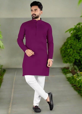 Rashmi Genz Men Printed Straight Kurta(Purple)