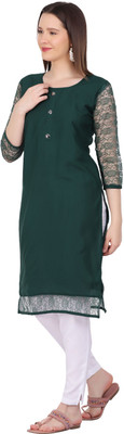 Good Straders Women Embroidered Anarkali Kurta(Green)