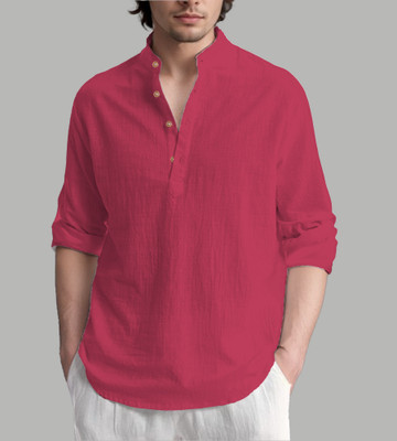 TrendiVastra Men Solid Straight Kurta(Red)