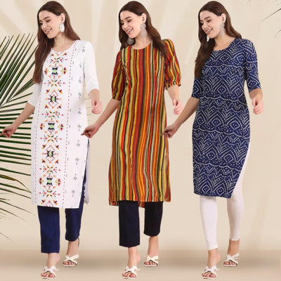 1 Stop Fashion Women Printed A-line Kurta(Multicolor)
