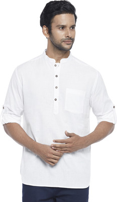 Indus Route by Pantaloons Men Solid Straight Kurta(White)