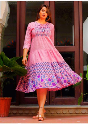 FABFOZY Anarkali Gown(White)