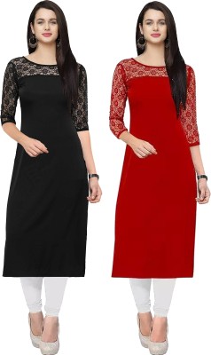 Dream Beauty Fashion Women Self Design A-line Kurta(Red)