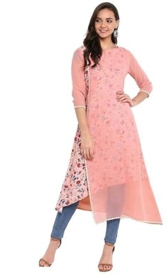 Ganesh Fashion Women Printed Flared Kurta(Pink)