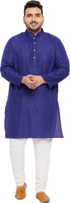 bigbanana Men Solid Straight Kurta(Dark Blue)