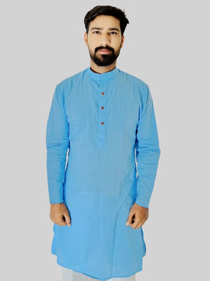 LADSLOOM Men Solid Straight Kurta(Light Blue)