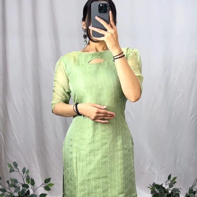 KRUPANIDHI FASHION Women Solid Straight Kurta(Green)