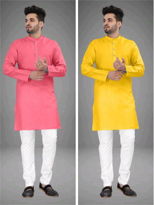 click n buy Men Solid Straight Kurta(Multicolor)