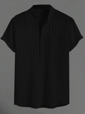 EyeBogler Men Self Design Straight Kurta(Black)