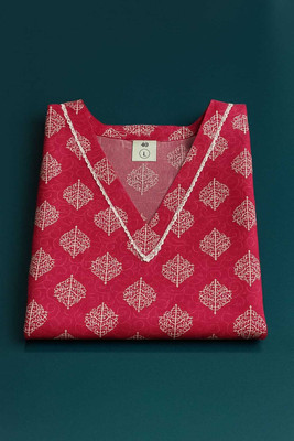 JSM Creations Women Printed, Geometric Print A-line Kurta(Maroon)