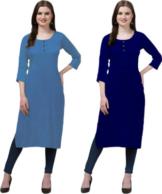 Coft Women Self Design, Solid Straight Kurta(Multicolor)