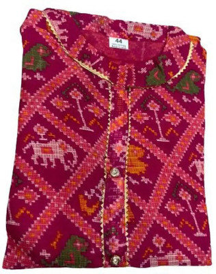 Shunit creation Women Printed A-line Kurta(Pink)