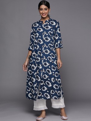 Varanga Women Printed Straight Kurta(Blue)