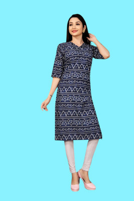 Tulsii Fab Women Printed Anarkali Kurta(Dark Blue)