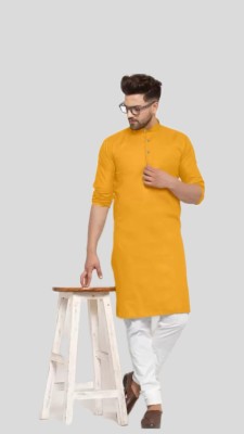 TARA GLOBAL Men Solid A-line Kurta(Yellow)