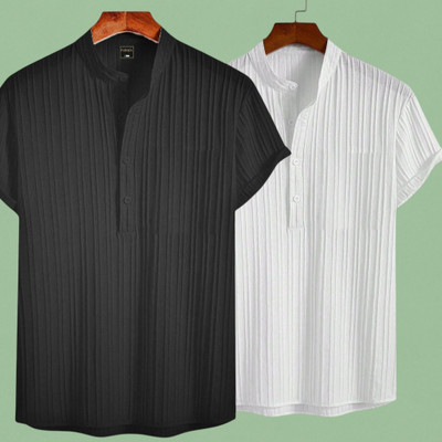 JenilEStore Men Self Design A-line Kurta(Black, White)