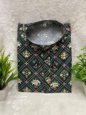 FOXDX Men Geometric Print Straight Kurta(Multicolor)