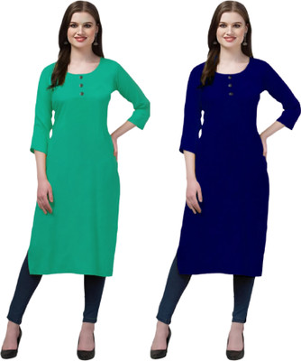Coft Women Solid Straight Kurta(Multicolor)