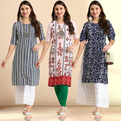 1 Stop Fashion Women Printed A-line Kurta(Multicolor)