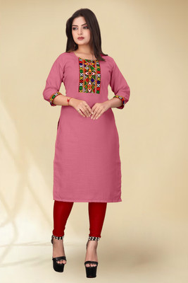 dhanshree tex Women Embroidered A-line Kurta(Light Green)