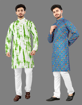 DHASU TRENDZ Men Dyed/Ombre, Printed Straight Kurta(Multicolor)