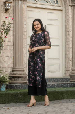 PINK WISH Women Printed A-line Kurta(Multicolor)