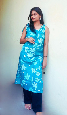 shenique Women Block Print A-line Kurta(Maroon)