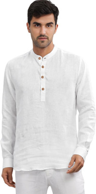 HouseOfCommon Men Solid Straight Kurta(White)