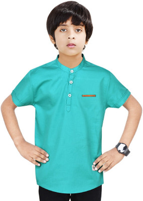 MADE IN THE SHADE Boys Solid Straight Kurta(Light Green)