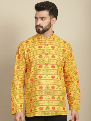 ARMAAN ETHNIC Men Printed Straight Kurta(Yellow)