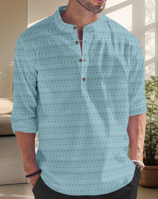 SPOQUE Men Printed Straight Kurta(Light Green)