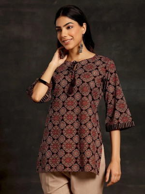 EKDAYA Women Printed Straight Kurta(Black)