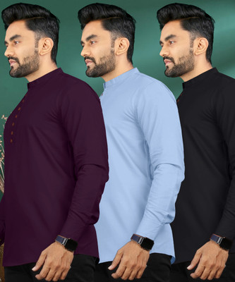 ISHQY Men Solid Straight Kurta(Multicolor)