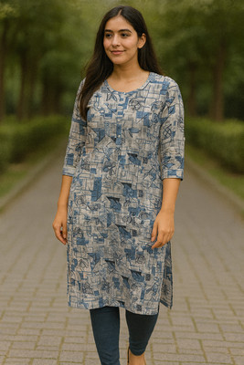 singaran fashion Women Abstract, Geometric Print, Floral Print Straight Kurta(Multicolor)