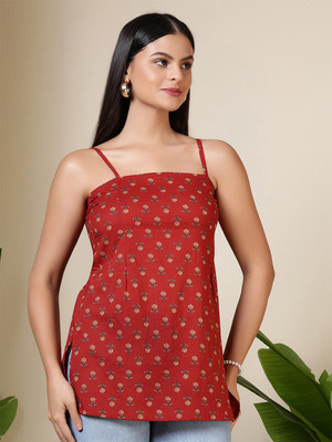 Nayo Women Printed Straight Kurta(Maroon)