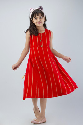 DMP EXPORT Girls Striped Flared Kurta(Multicolor)