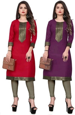 Maaa Meladi CreationS Women Solid Straight Kurta(Multicolor)