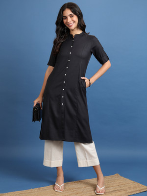 85% OFF on KETCH Women Printed A-line Kurta(Black) 85% OFF on KETCH Women Printed A-line Kurta(Black)