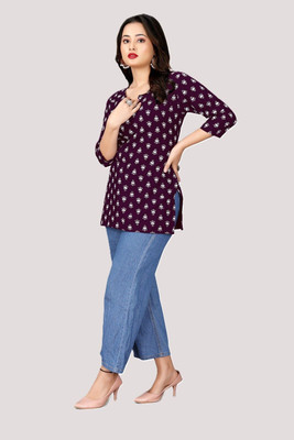 HouseOfCommon Women Printed Straight Kurta(Maroon)
