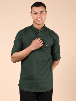V-MART Men Solid A-line Kurta(Green)